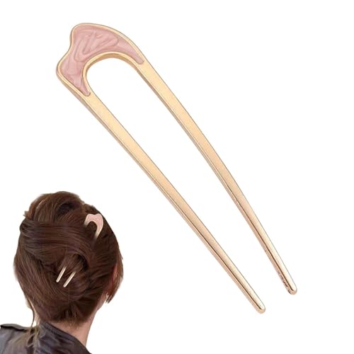 Tenedor de pelo retro en forma de U - Broche francés minimalista de metal para sándwiches y actualizaciones | Elegante herramienta de pinza de peinado de aleación