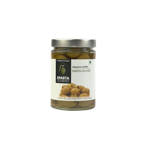 Image of Sparta Gourmet Jalapeno Stuffed Green Olives • Vegan & Non-GMO Verified, 20.46 oz ℮ 580 g