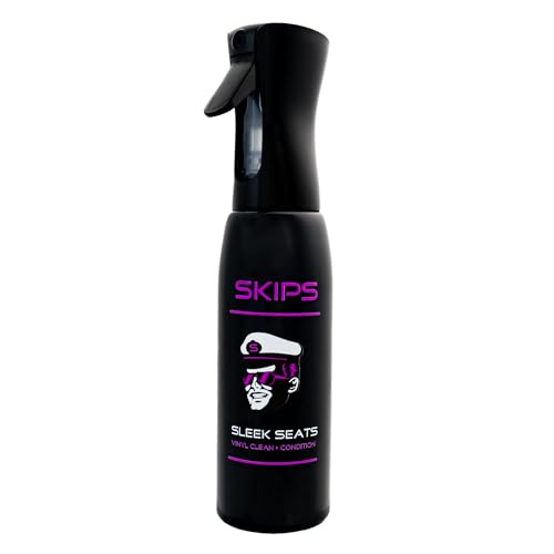 SKIPS Interior Boat Cleaner: Premium Vinyl & Leather Cleaner for Boat Seats, Upholstery & High-End Fabrics – UV-Protectant Formula with Beeswax & Lanolin -16 oz Pressurized Continous Spray Bottle