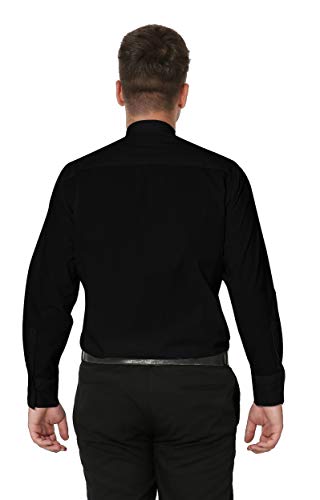 IvyRobes Camisa Cura de Clero de Manga Larga para Hombre Camisa Alzacuellos con Cuello de Lengüeta Ropa Sacerdote Negro