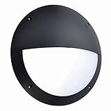 National Lighting SERAN 11W Eyelid Black Fully Integrated Outdoor Garden Security Round Robust Bulkhead LED Wall Light - IP65 Rated - Image 2
