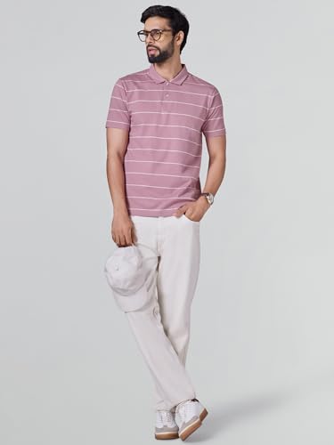 Image of XYXX Iinea Men's Stripe Cotton T-Shirt | Polo Collor Tshirts | Half Sleeves | Stripe-Slim Fit