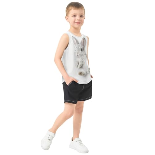 Boys Tank Top Shirts Gray Rabbit Lovely Sleeveless T-Shirts Crew Neck for Kids Clothing Children4