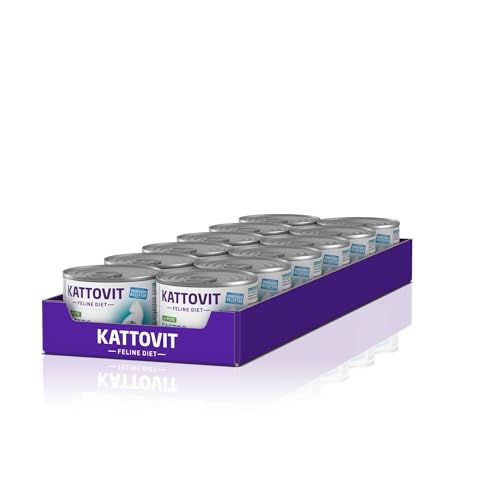 KATTOVIT - Gastro Nassfutter für Katzen | Katzen-Nassfutter zur Unterstützung des Magen-Darm-Systems | Diät-Alleinfuttermittel in der Dose für ausgewachsene Katzen. Glutenfrei | 12 x 185 g P