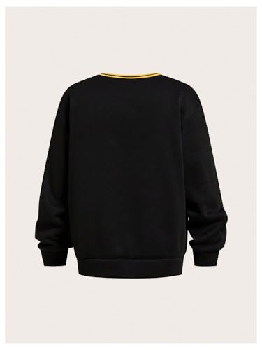 WDIRARA Boy's Letter Print Long Sleeve Sweatshirts V Neck Drop Shoulder Casual Pullover Tops2