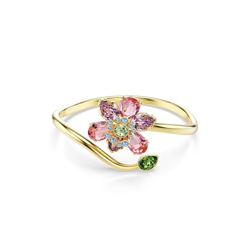 Swarovski Idyllia bangle, Mixed cuts, Flower, Multicolored, Gold-tone finish