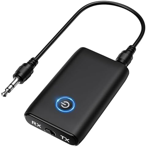 【Upgraded】 Aux Bluetooth 5.0 Adapter for Car, 2 in 1 Bluetooth Transmitter Receiver, Bluetooth Car Adapter for Hands-Free Call, 3.5mm Aux Bluetooth Receiver Car Home Stereo System/Headphone/Speaker Cover