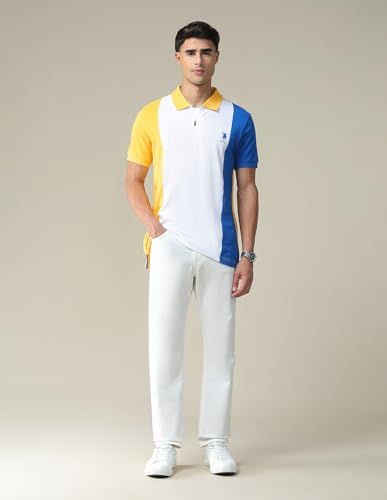 Image of U.S. Polo ASSN. Pattern Slim Fit Polo T Shirts for Men - 100% Cotton, Half Sleeves Mens Tshirt