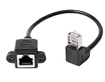 innov8 RJ45 Cat 6 Male to Female Shielded Network Ethernet Extension Cable with Panel Mount for Router, Modem, Switch Boxes, Network Media Player | Down Angle 0.3m