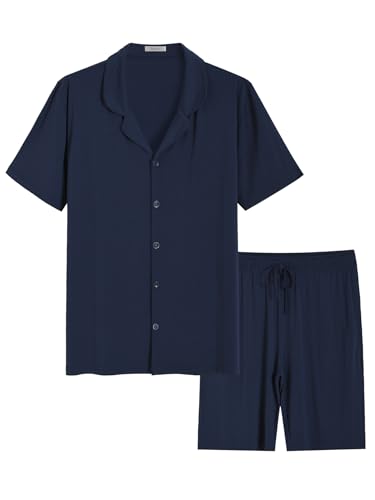 Latuza Men's Bamboo Viscose Button Down Pajama Set Shorts Pjs