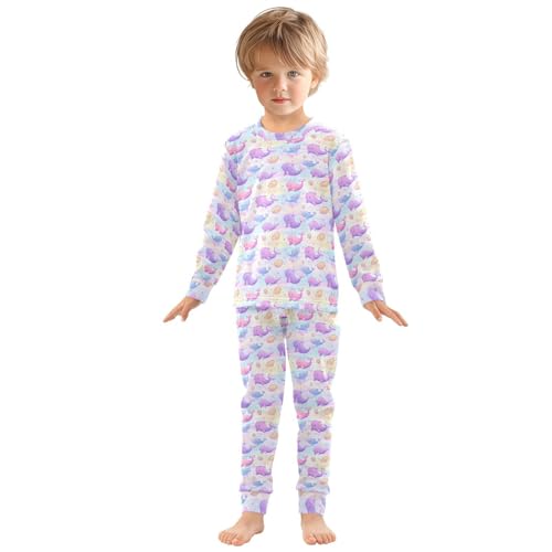 ALAZA Cute Dolphin Seashell Bubble 2 Piece Pajama Set Long Sleeve Top and Pants Sleepwear Unisex3