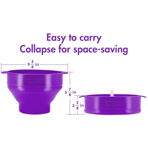 Image of The Original Korcci Microwaveable Silicone Popcorn Popper, Microwave Popcorn Popper, Collapsible Microwave Popcorn Maker Bowl, No Oil Needed, Use In Microwave, Dishwasher Safe (Purple)