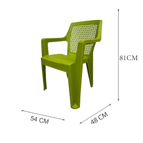 Image of SkyGlamour Cello Sonet Matt Finish Plastic Armchair | Mid Size Plastic Chair for Living Room, Home, Garden Indoor and Outdoor use |Bearing Capacity up to 120 Kg (Colour: Green; Set of 2)
