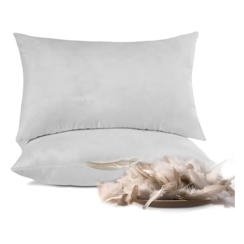 Bafode Throw Pillow Inserts 20'' x 12'' Set of 2, Down Feather Decorative Pillows, Luxury White Throw Pillows for Couch, Sofa, Bed and Cushion Cover