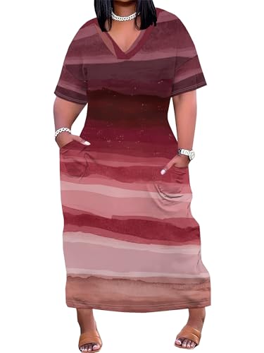 Image of SUZONANA Plus Size Dresses for Curvy Women African Print American Dress Summer Outfits Casual Loose with Pocket