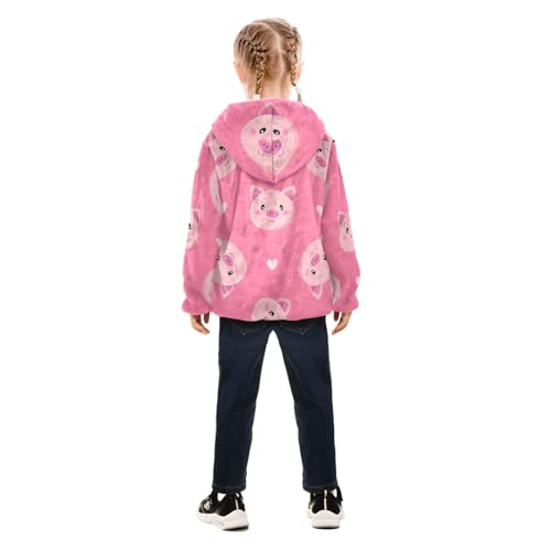 OTVEE Cute Cartoon Pigs Pink Kids Hoodie Jacket Fall Spring Full Zip Warm Outwear Coat4