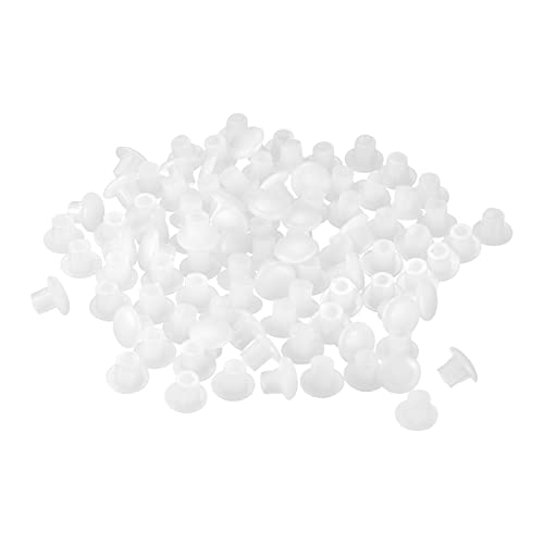 Image of uxcell Screw Hole Plugs, 5mm(3 /16 inch) Dia PP Snap in Shelf Button Flush Type Caps for Furniture Cabinet Cupboard, Clear White 180 Pcs