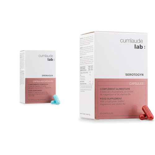 Cumlaude Lab Drenaqua - Complemento Alimenticio Diurético para la Retención de Líquidos, 30 Cápsulas + Cumlaude Lab Serotogyn - Complemento Alimenticio, 60 Cápsulas