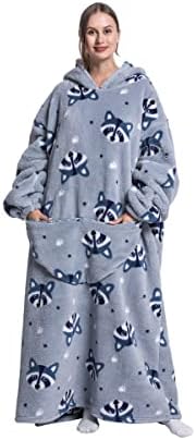 Pterygoid Extra Long Oversized Blanket Hoodie,Hooded Wearable Blanket with Sleeves for Women and Men,Soft Fleece Wearable Throw Giant Sweatshirt Adult with Pocket