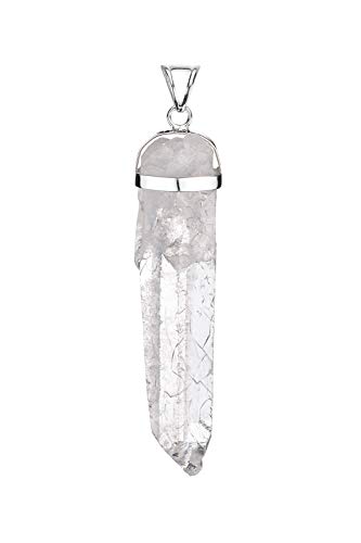 CXD-GEM Natural Raw Clear Quartz Pendant Hand-Wrapped Hexagonal Healing Crystal Pendant - Top Grade Crystal Pendant for Women
