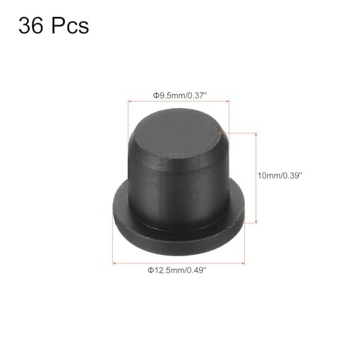 Image of uxcell High Temp Silicone Plug Mount Dia 9.5mm /0.37 inch t Shaped Rubber Stopper Hole Plugs for Powder Coating Plating Waterproof Plugs Sealing Plugs Black Pack of 36(OD 12.5mm)
