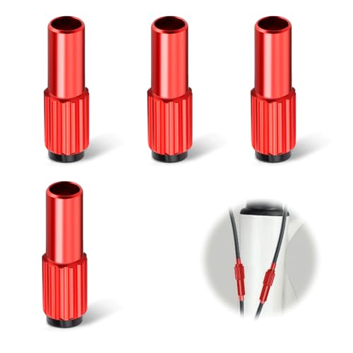 自転車 アジャスター 自転車 アジャスターボルト ブレーキラインキャップ ブレーキケーブル エンドキャップ ディレイラー シフターコネクター バイク ケーブルアジャスターボルト 耐久性 金属 アルミニウム合金 防錆 軽量 正確な速度変更 4個 (レッド)