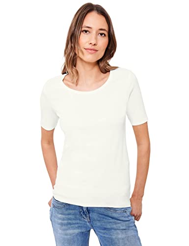 Cecil Damen Style Lena Basic T-Shirt Baumwolle, Vanilla White, XXL