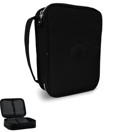 Estojo Escolar Organizador 1 Ziper Box Grande Infantil Canetinhas Lapis Feminino Masculino Nylon Divisoria Necessarie Ziper (preto)
