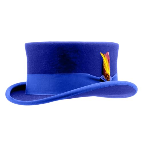 Old-Fashioned Top Hat Western Short-Brimmed Hat for Women Casual Wear Western Fedoras Unisex Wear Fedoras Hats Royal Blue
