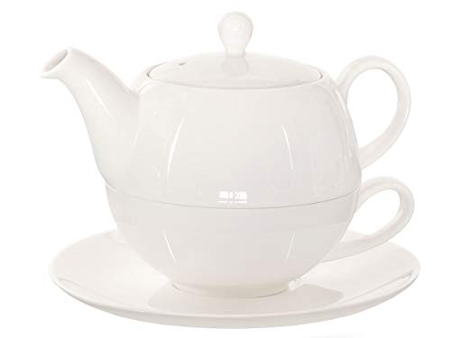 Buchensee Tea for One Lena 500 ml de Crystal Bone China porcelana em fino branco cremoso chá chávena de chá prato