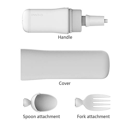GYENNO Parkinson Spoon and Fork Functional Product for all kinds of meal 360 degree stabilization solution, offsetting 85% unwanted tremor (grey-white)