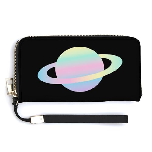 Colourful Earth Leather Wallet Fashion Bifold Purse Long Pouch with Wrist Strap for Men Women