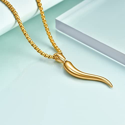 Rnivida Stainless Steel Italian Horn Cornicello Amulet Pendant Necklace Talisman Lucky Jewelry Gifts2