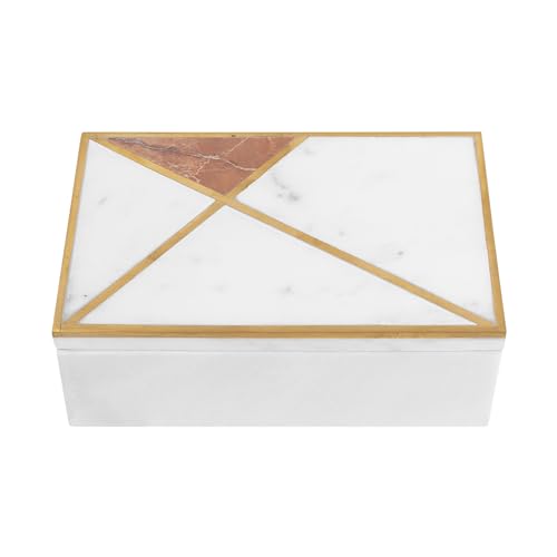 Gocraft White Marble Jewelry Box Organizer With Gold Geometric Inlay cover