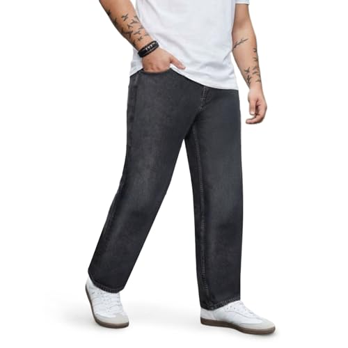 Image of Urbano Plus Men's Relaxed Fit Washed Denim Jeans Non-Stretchable
