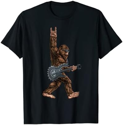 Bigfoot Playing A Dragon Guitar Rock On Sasquatch Big Foot T-Shirt