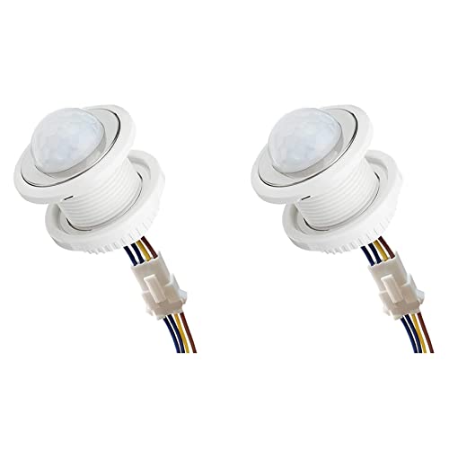 ISTOVO 2X Mini Interruptor de Luz con Sensor de Movimiento 110-220V Sensor PIR Detección Inteligente Retardo de Tiempo Detector de Inducción Infrarrojo Ajustable