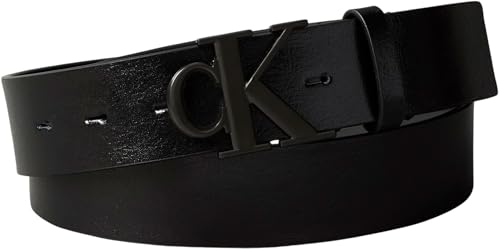 Calvin Klein Men's Monogram Buckle 3.5 cm Belt, Black (Black/Matte Black), 43.3 inches