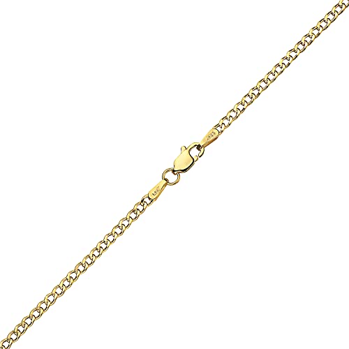 Pori Jewelers 14K Gold 2.5Mm Cuban/Curb Chain Necklace And Bracelet - Made In Italy - (2.5Mm, Yellow, 20) #TOP1