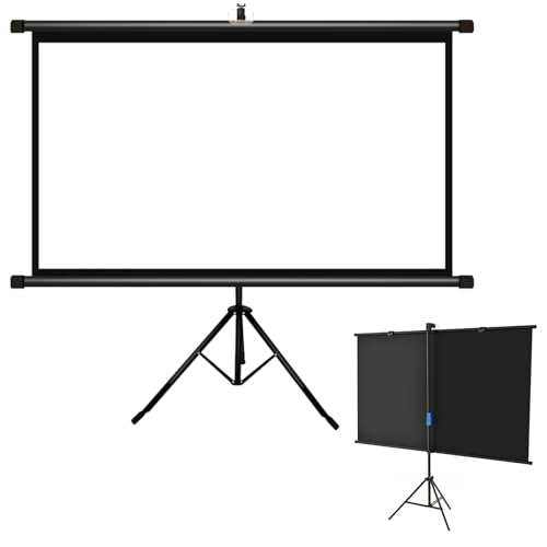Pantalla de proyector con soporte, pantalla de proyector portátil interior y exterior de 60 pulgadas/72 pulgadas, pantalla de proyección enrollable con trípode plegable 16:9/4:3 4K HD, montaje rápido (4:3, 60in)