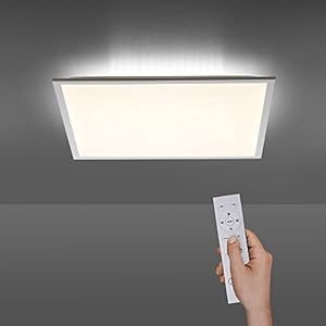 SellTec LED Panel flach 60×60 dimmbare Deckenlampe mit indirekter Deckenbeleuchtung | Farbtemperatur mit Fernbedienung einstellbar, warmweiss – kaltweiss | Decken-Leuchte für Wohnzimmer, Küche Bad
