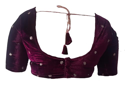 Image of Velvet Readymade Blouse for Women, Elegant, Comfortable, Stylish, Saree Choli Top, Traditional, Size S, M, L, XL, XXL
