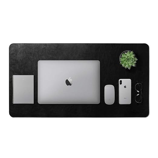 Image of Anti-Slip Extended Mouse Pad | PU Vegan Leather Desk Mat | Large Computer Desk Protector Pad with Suede Base for Keyboard, Laptop, Office & Home