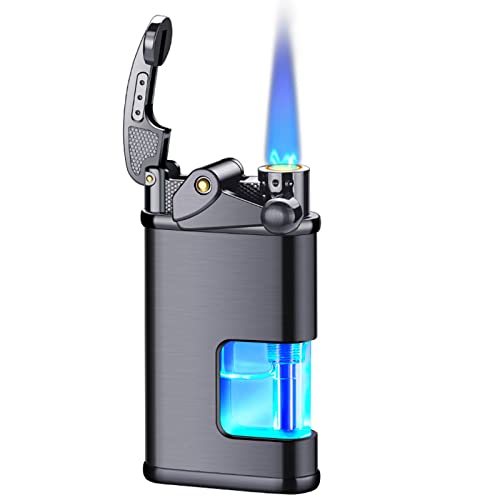 Briquet flamme bleue coupe-vent en métal et gadgets de fumer pour cigare
