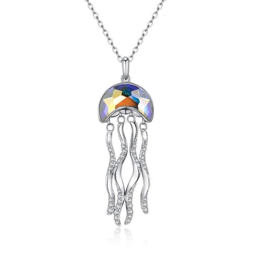 Collier méduse en argent 925 et cristaux, le cadeau idéal pour femme avec écrin