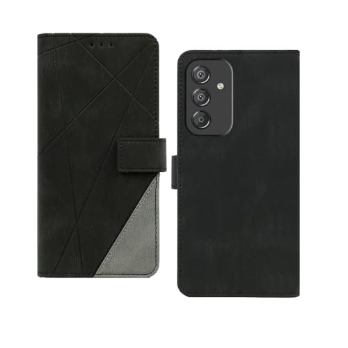 Image of amazon basics Samsung Galaxy A14 5G Flip Cover | Card Pockets Wallet & Stand | Flip Cover for Samsung Galaxy A14 5G (Black with Grey)
