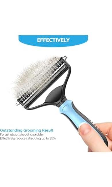 Dog Brush for Shedding & Cat Brushes for Indoor Cats - Double Coat Dog Brushes for Grooming - Hair Remover Pet Grooming Tools - 2 in 1 Deshedding Brush & Undercoat Rake for Dogs - Defur Comb Cleaner-iSmyVvUy