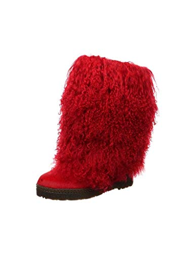 BEARPAW Women's Boetis Red Size 8 | Women's Boot Natural Fur | Women's Slip On Boot | Comfortable Winter Boot