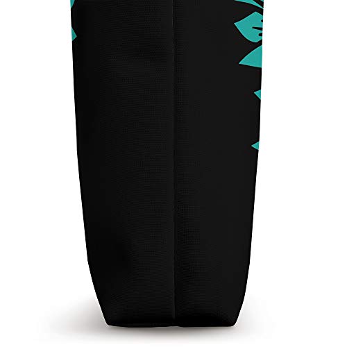 Bolsa tote de tela con cinta de concienciación sobre el cáncer de ovario en color verde azulado y diseño de girasol miniatura 3