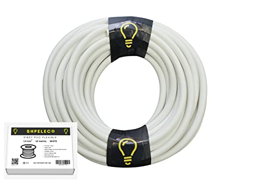 SHPELEC® Flexible White Cable 3183Y | BASEC Approved PVC | 0.75mm, 1.0mm, 1.5mm, 2.5mm | LED Lighting Cable | Multiple Lengths (1.5mm 3 Core - 10m)
